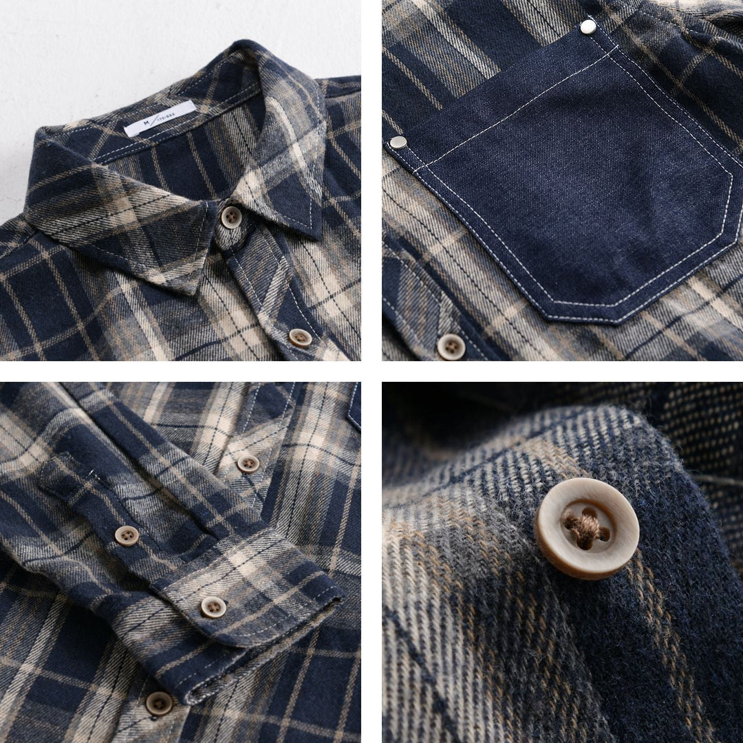 Men's checkered flannel overshirt in relaxed-fit with contrasting chest pocket Mune Fashion