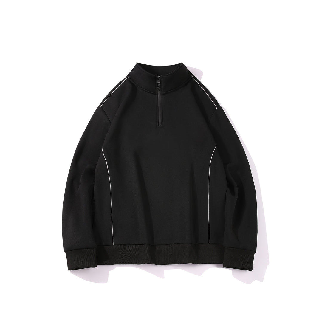 Herren Halfzip-Sweatshirt mit Stehkragen, reflektierenden Kedernähten und geripptem Saum Mune Fashion