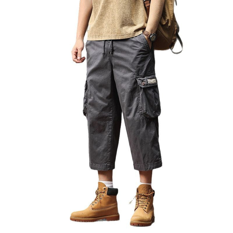 Herren Kurz geschnittene Utility-Cargohose mit Tunnelzugbund, Mehrfach‑Cargotaschen und verkürzter Beinlänge Mune Fashion