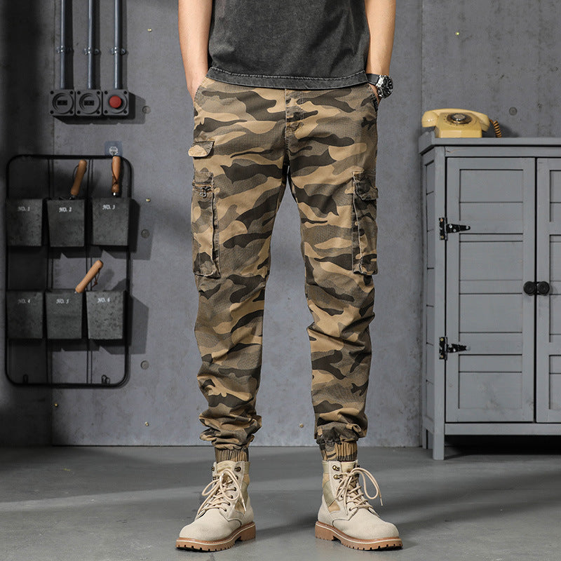 Herren Camouflage‑Cargo‑Jogginghose im Military‑Look mit Mehrfachtaschen und elastischem Knöchelabschluss Mune Fashion