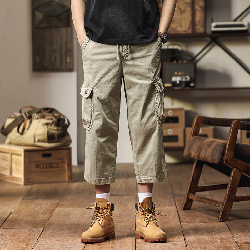 Herren Kurz geschnittene Utility-Cargohose mit Tunnelzugbund, Mehrfach‑Cargotaschen und verkürzter Beinlänge Mune Fashion