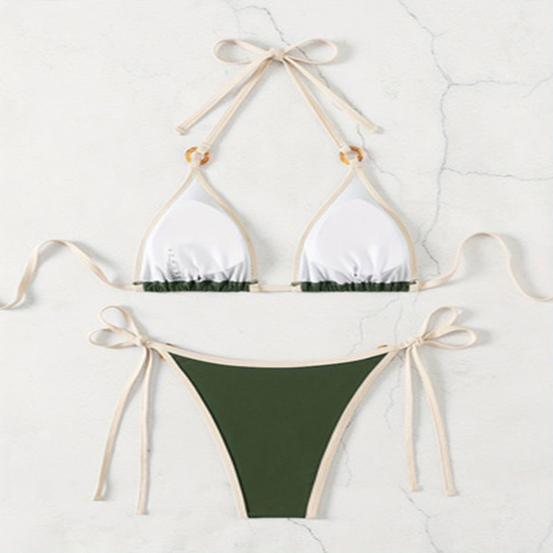 Women's Triangle Bikini with Elegant Accents and Adjustable Straps Mune Fashion