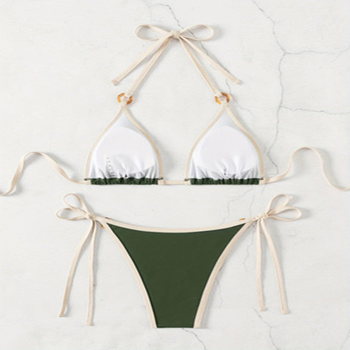 Women's Triangle Bikini with Elegant Accents and Adjustable Straps Mune Fashion