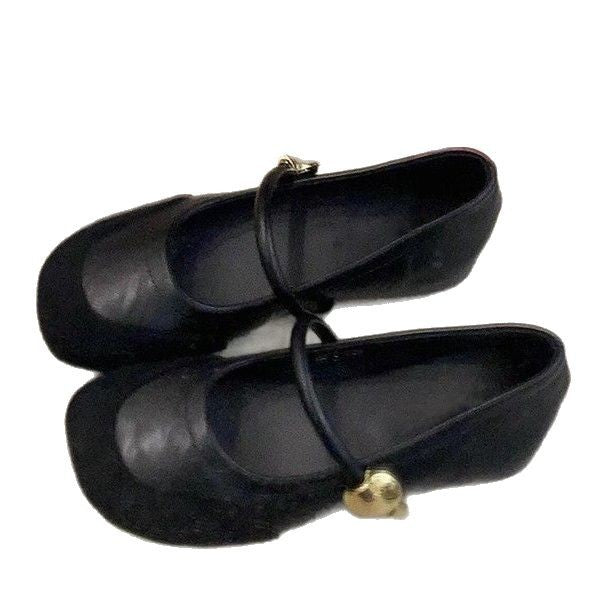 Elegant Women's Ballerina Flats with Fashionable Strap and Metallic Detail