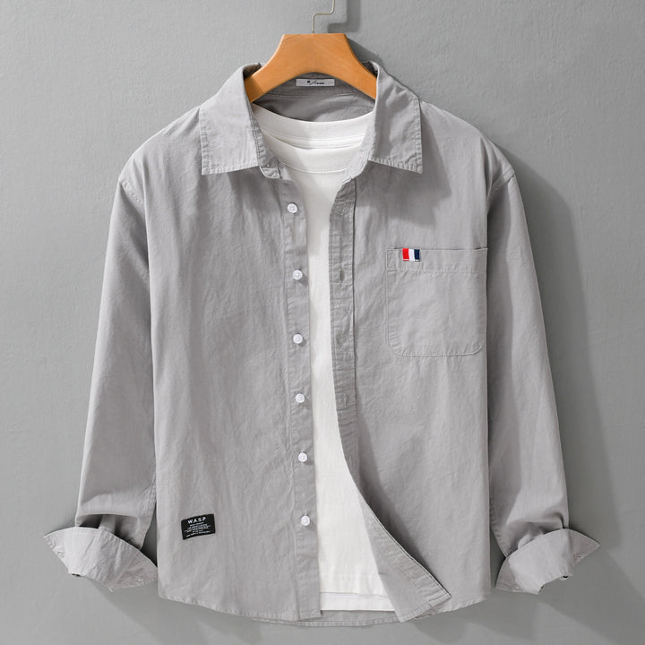 Men's lightweight cotton overshirt in shirt jacket style with chest pocket and soft-touch Mune Fashion