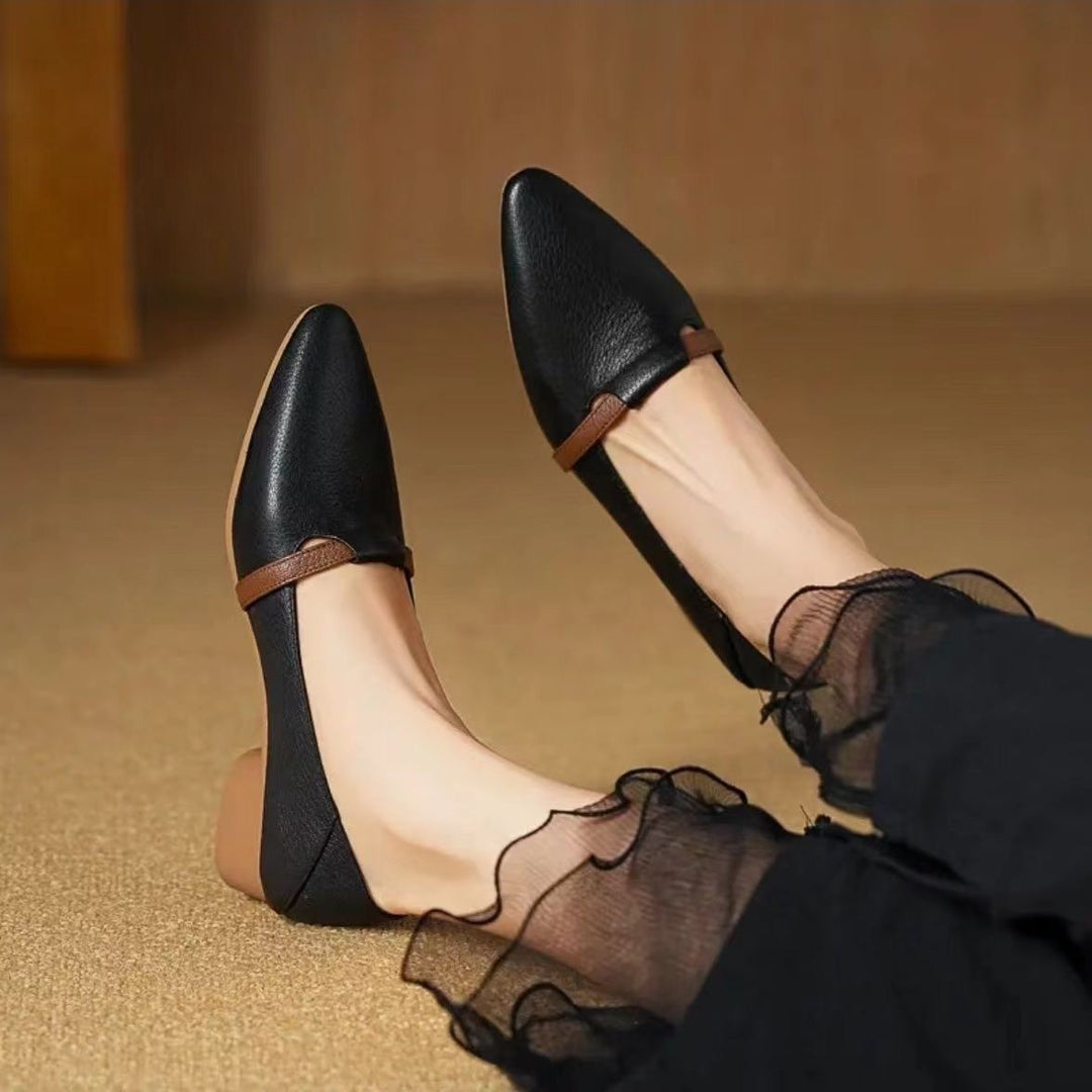 Elegant Women's Ballet Flats with Comfortable Block Heel and Fashionable Strap