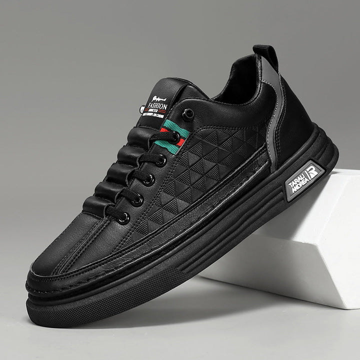 Men's Low-Top Sneaker with Quilted Diamond Design and Thick Rubber Sole Mune Fashion
