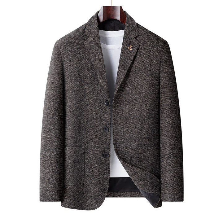 Men's Wool Blend Blazer with Herringbone Structure, Light Thermal Insulation and Patch Pockets Mune Fashion