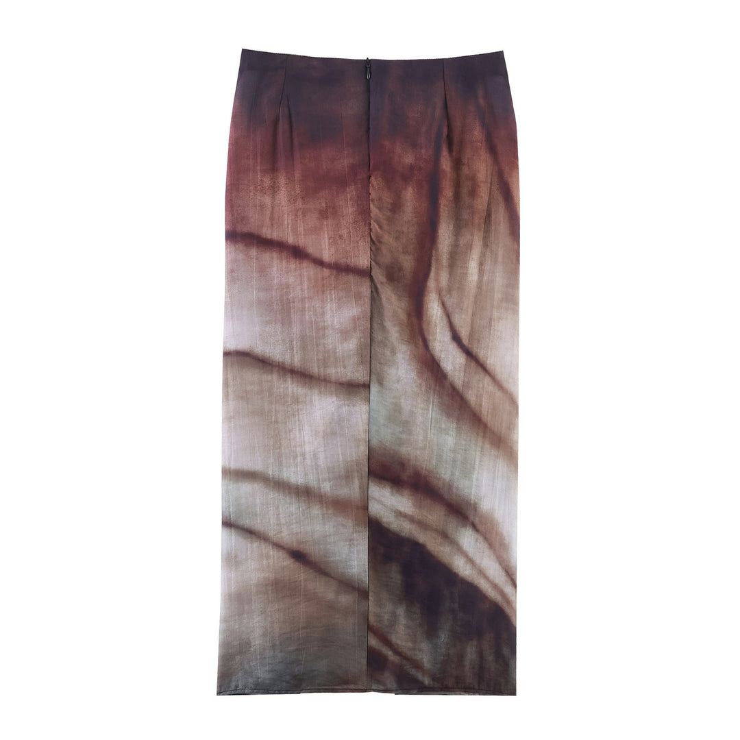 Women's flowing maxi skirt with draping at the waistband and floral watercolor print Mune Fashion
