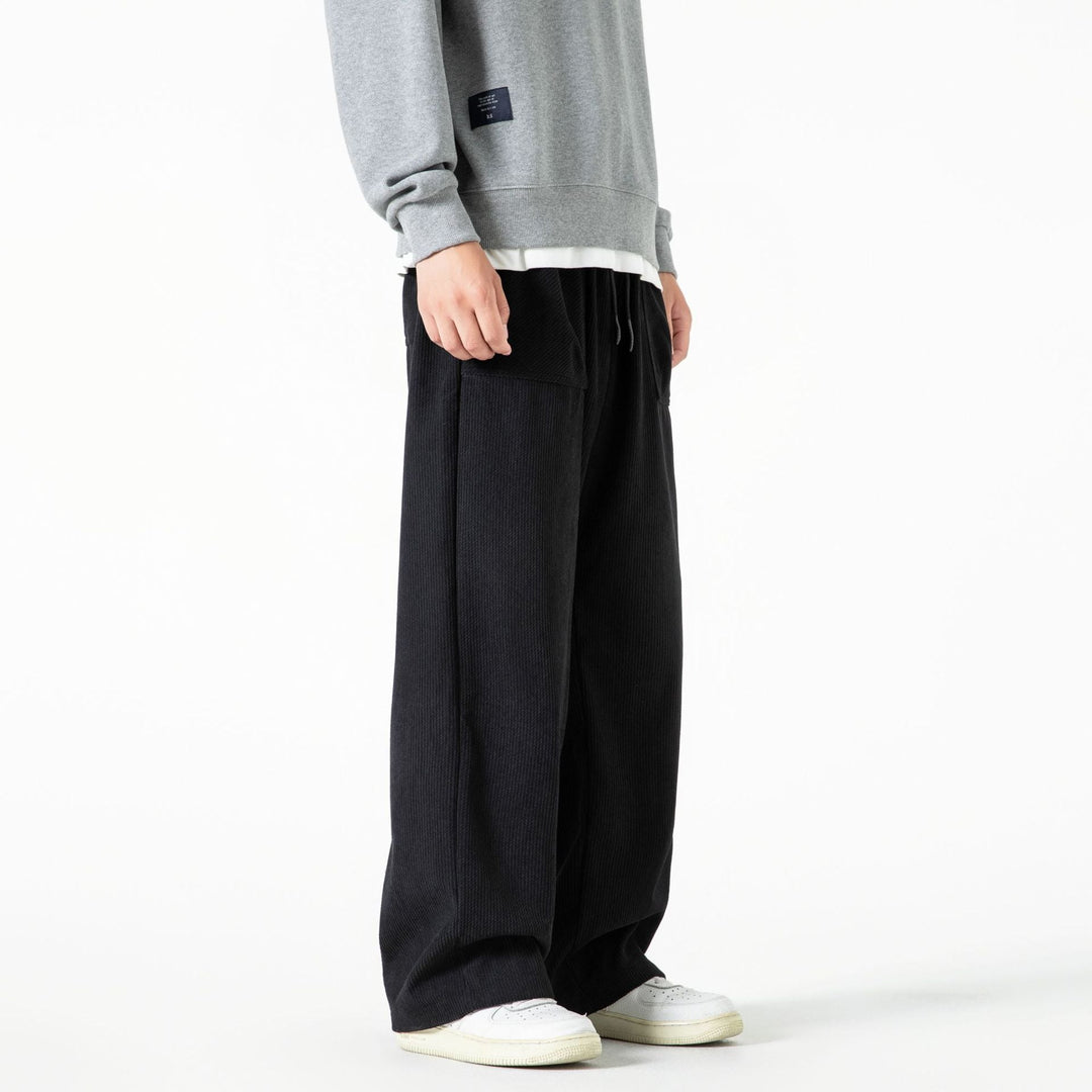 Damen Cordhose mit weitem Bein, elastischem Bund und aufgesetzten Taschen Mune Fashion