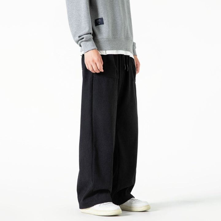 Damen Cordhose mit weitem Bein, elastischem Bund und aufgesetzten Taschen Mune Fashion