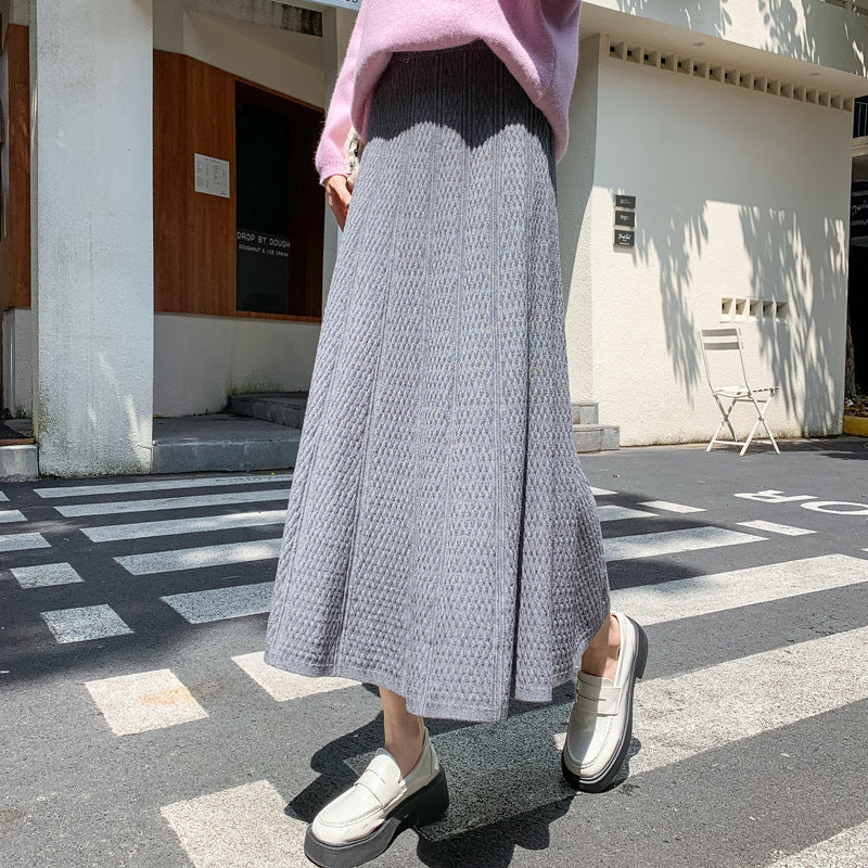 Women's Long Knitted Skirt with Elegant Design Mune Fashion