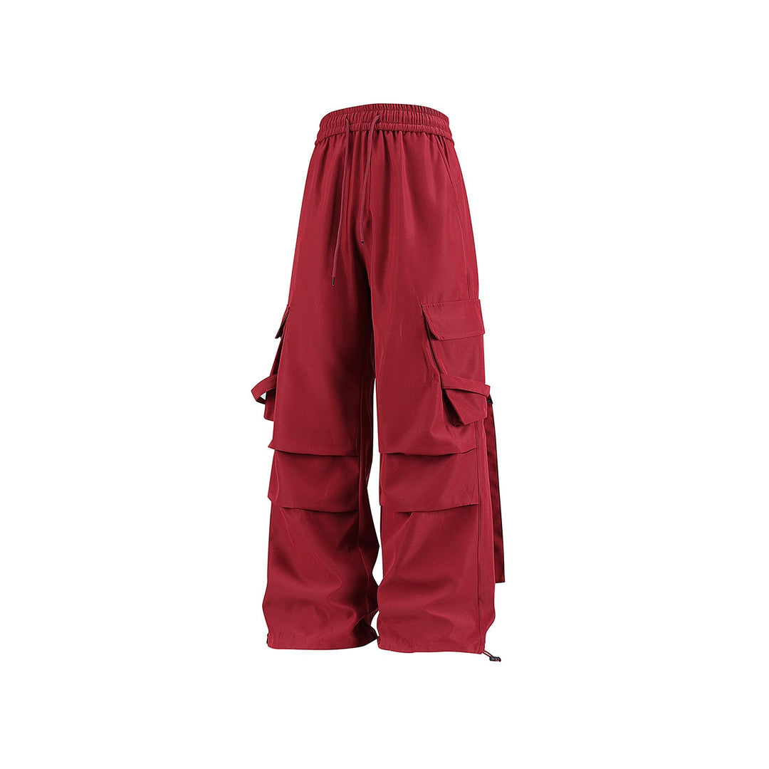 Herren Baggy‑Cargo‑Hose mit modularen Klappfächern, Band‑Details und Kordelbund Mune Fashion