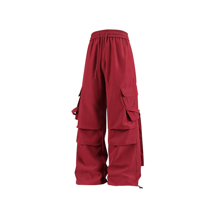 Herren Baggy‑Cargo‑Hose mit modularen Klappfächern, Band‑Details und Kordelbund Mune Fashion