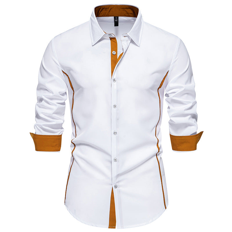 Men's Contrast Trim Slim-Fit Business Shirt with Cuffs Mune Fashion