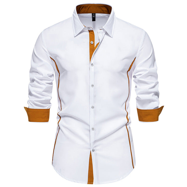 Men's Contrast Trim Slim-Fit Business Shirt with Cuffs Mune Fashion