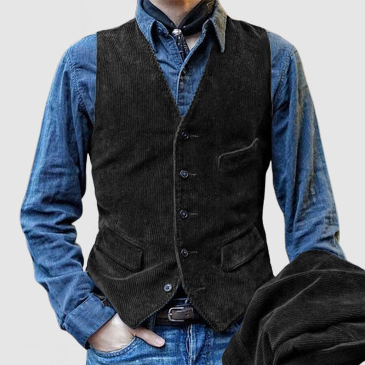 Men's cord waistcoat in rustic look with practical pockets Mune Fashion