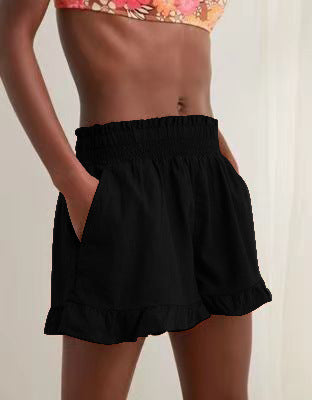 Women's Casual Summer Shorts with Elastic Waist and Voluminous Hem