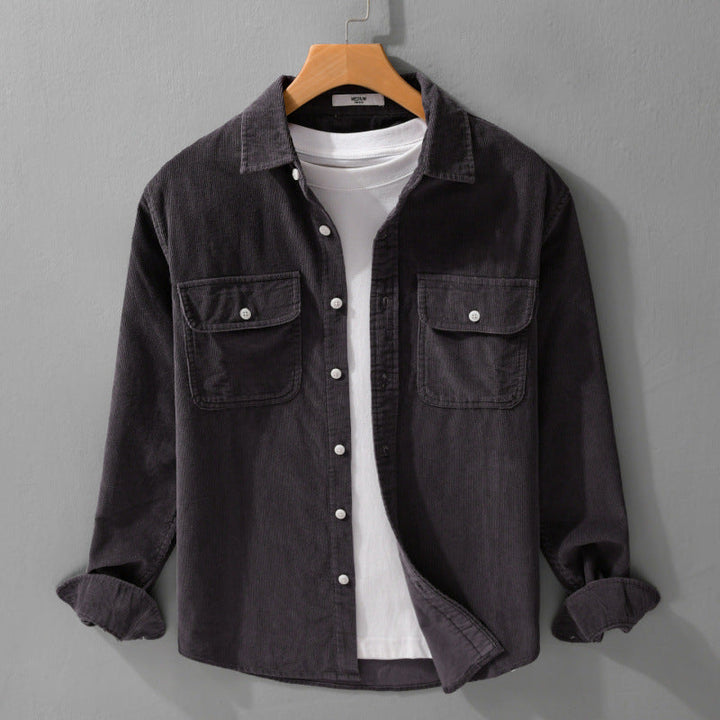 Men's cord overshirt in relaxed fit with patch chest pockets and soft touch Mune Fashion