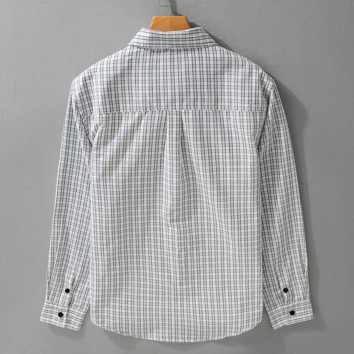 Men's cotton overshirt with fine check pattern and Kent collar Mune Fashion