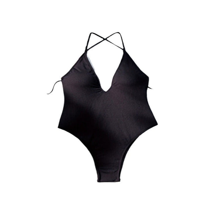 Women's One-Piece Swimsuit with Deep V-Neck and Sophisticated Ties Mune Fashion