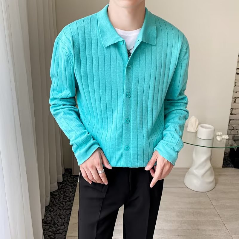 Men's Elegant Long Sleeve Polo Shirt with Structure Mune Fashion