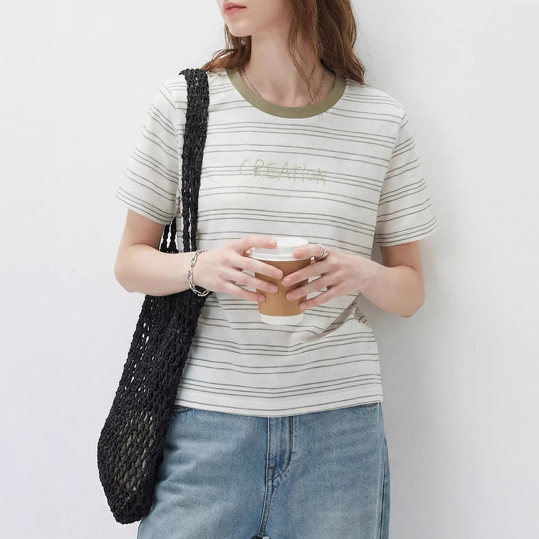 Damen Modernes Streifen-Shirt mit Rundhalsausschnitt Mune Fashion