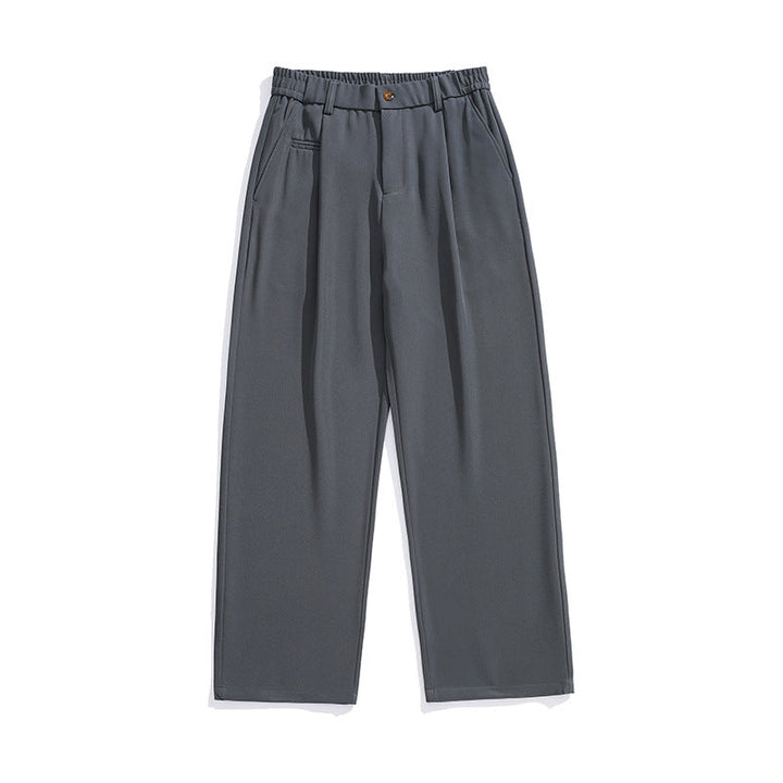Damen Locker sitzende Bundfalten-Hose mit elastischem Komfortbund und geradem Saum Mune Fashion