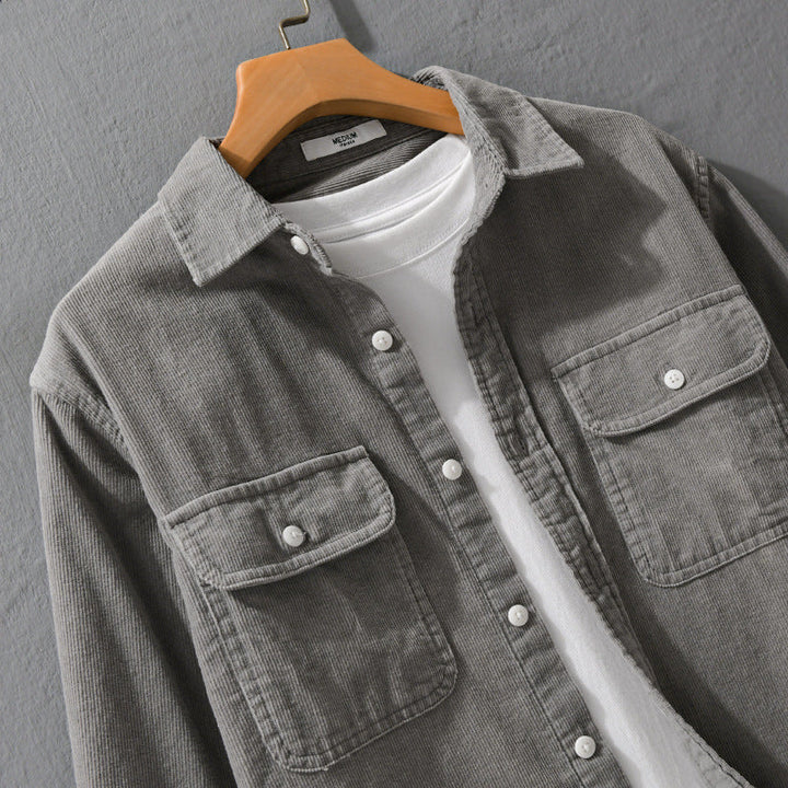 Men's cord overshirt in relaxed fit with patch chest pockets and soft touch Mune Fashion