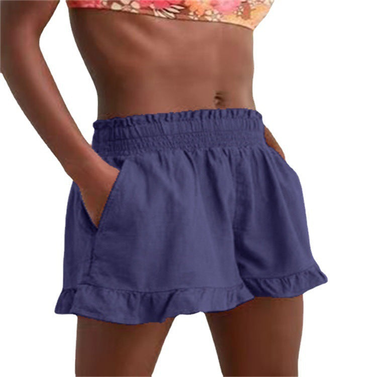 Women's Casual Summer Shorts with Elastic Waist and Voluminous Hem