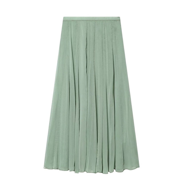 Women's maxi skirt made of pleated chiffon with a high waist and flowing A-line Mune Fashion
