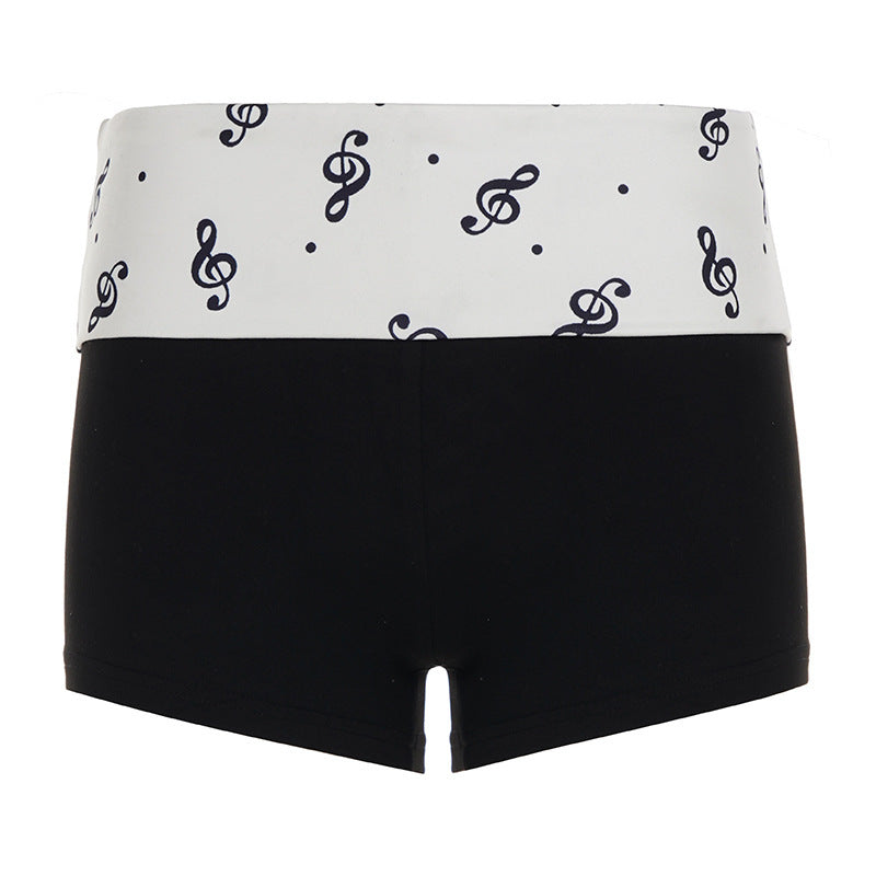 Women's Swim Shorts with Musical Note Pattern