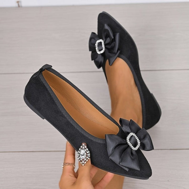 Elegant Women's Ballet Flats with Glamorous Bow Detail