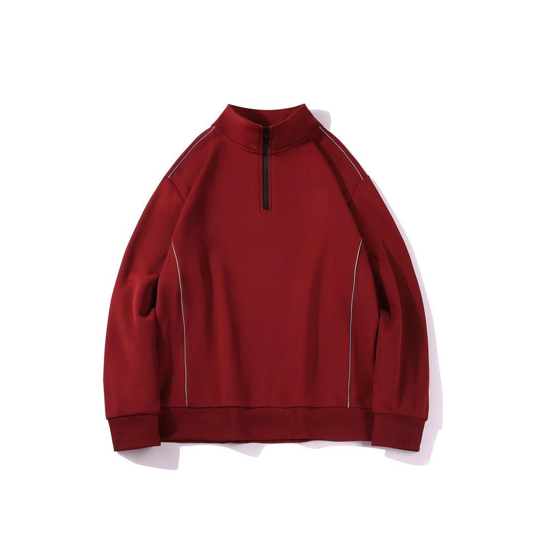 Herren Halfzip-Sweatshirt mit Stehkragen, reflektierenden Kedernähten und geripptem Saum Mune Fashion