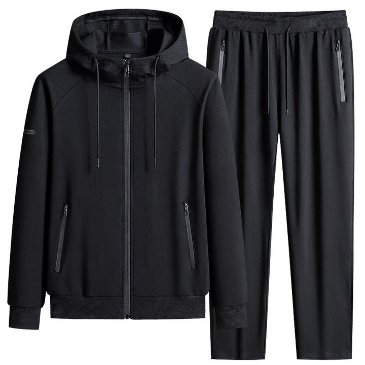 Men's Sporty Softshell Training Suit Set with Fleece-Lined Jacket and Tapered Jogging Pants Mune Fashion