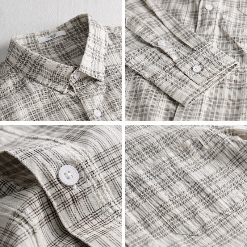 Men's Checked Cotton Overshirt in Relaxed Fit with Chest Pocket and Soft-Touch Mune Fashion