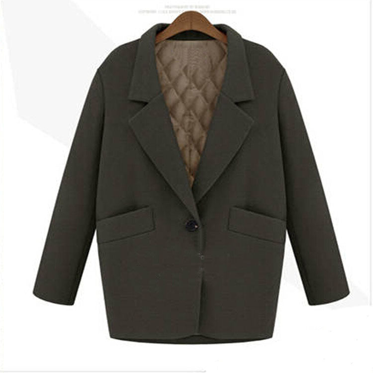 Women Oversized Wool Blend Short Coat with Quilted Lining and Flap Pockets Mune Fashion
