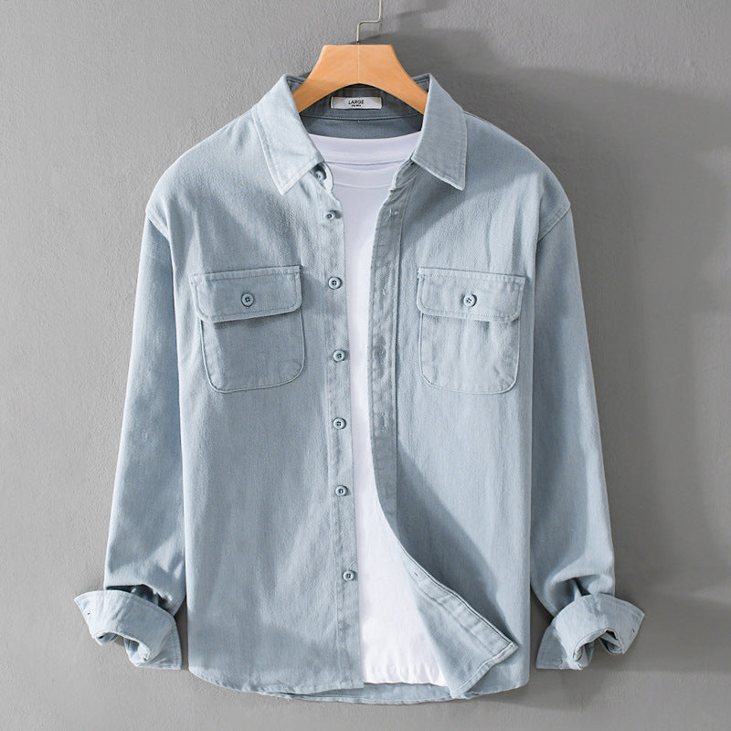 Men's Light Cotton Twill Overshirt with Chest Pockets and Relaxed Fit Mune Fashion