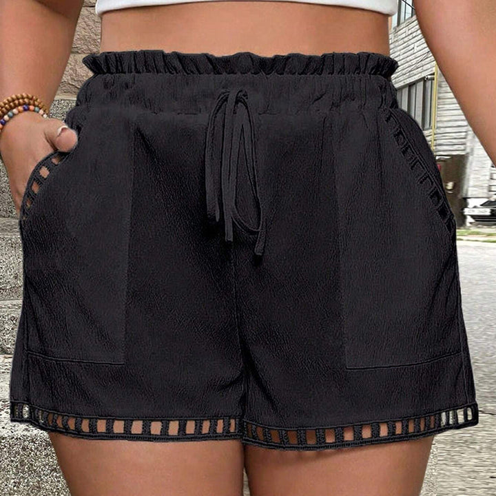 Women's Casual Shorts with Elastic Waist and Mesh Detail