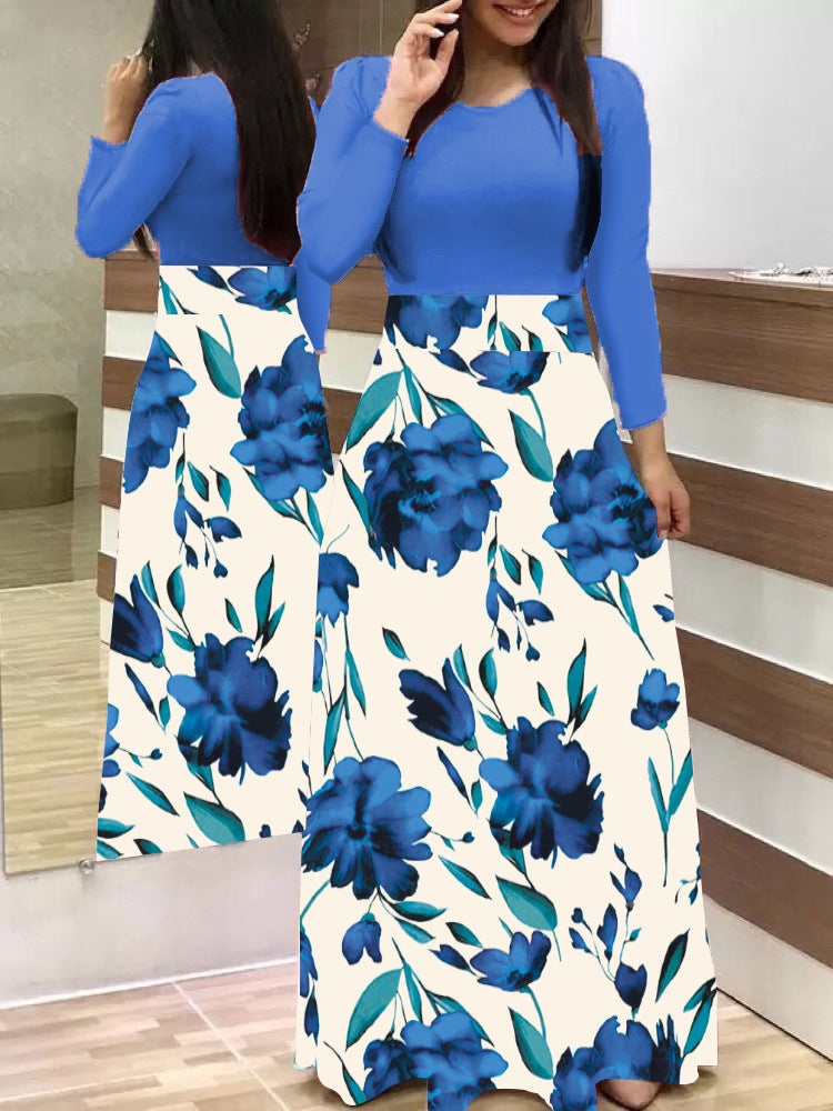 Women's Flowing Maxi Skirt with High Waist and Large Floral Print Mune Fashion