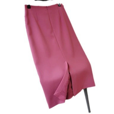 Women's tailored midi skirt with back slit, figure-flattering darts, and concealed zipper Mune Fashion