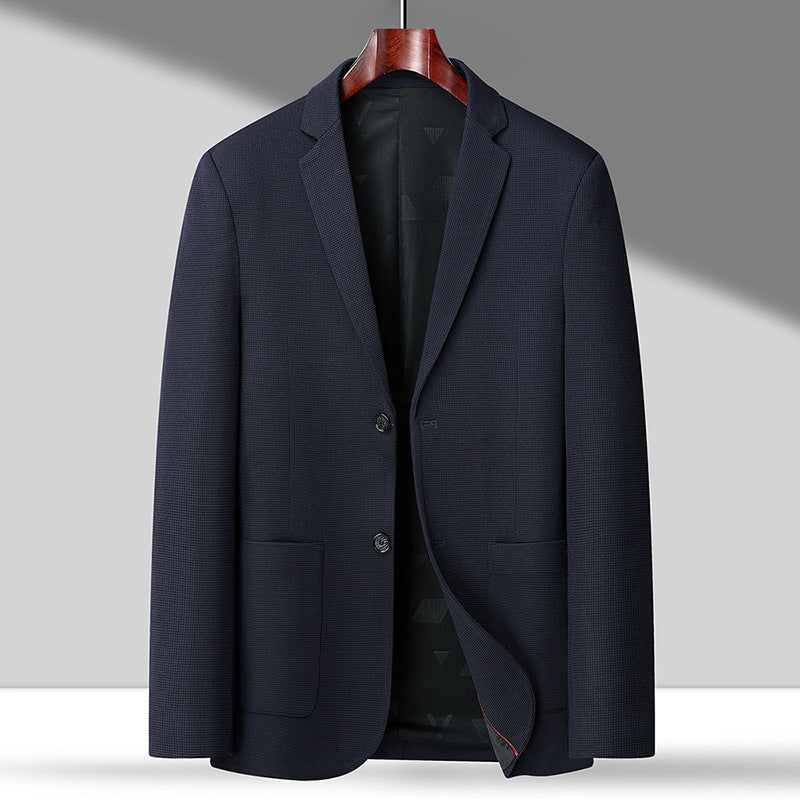 Men's blazer made of textured jersey wool blend with two-button cut Mune Fashion
