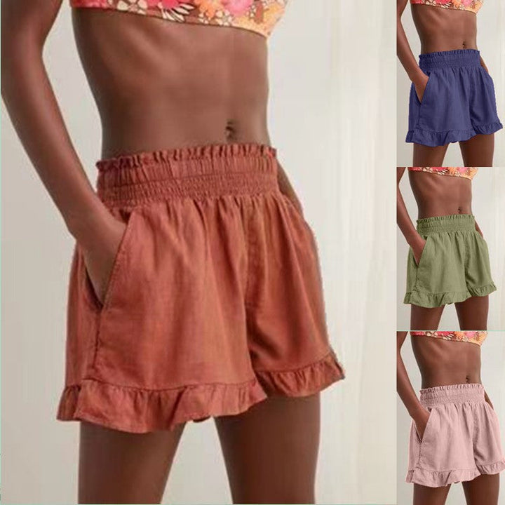 Women's Casual Summer Shorts with Elastic Waist and Voluminous Hem