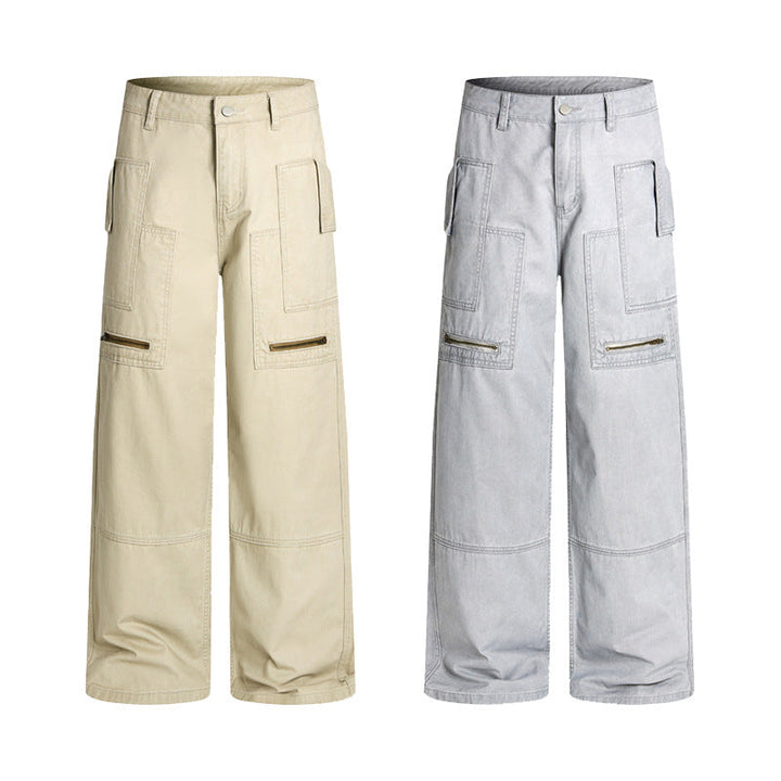 Men's baggy cargo pants in workwear style with large patch pockets and zipper details Mune Fashion