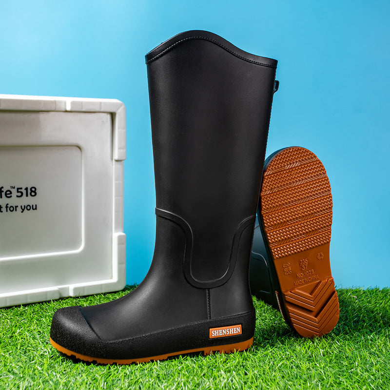 Men's Waterproof Solid Rubber Work Boots with Reinforced Toe and Grippy Profile Sole Mune Fashion