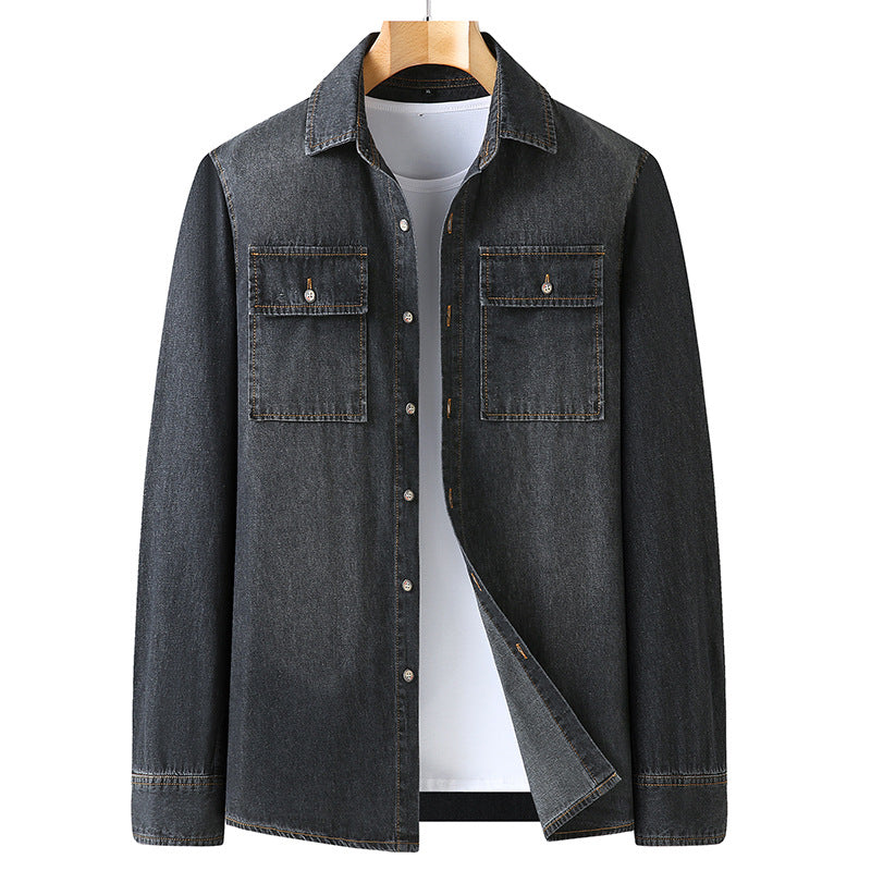Men's denim shirt with chest flap pockets and Kent collar Mune Fashion