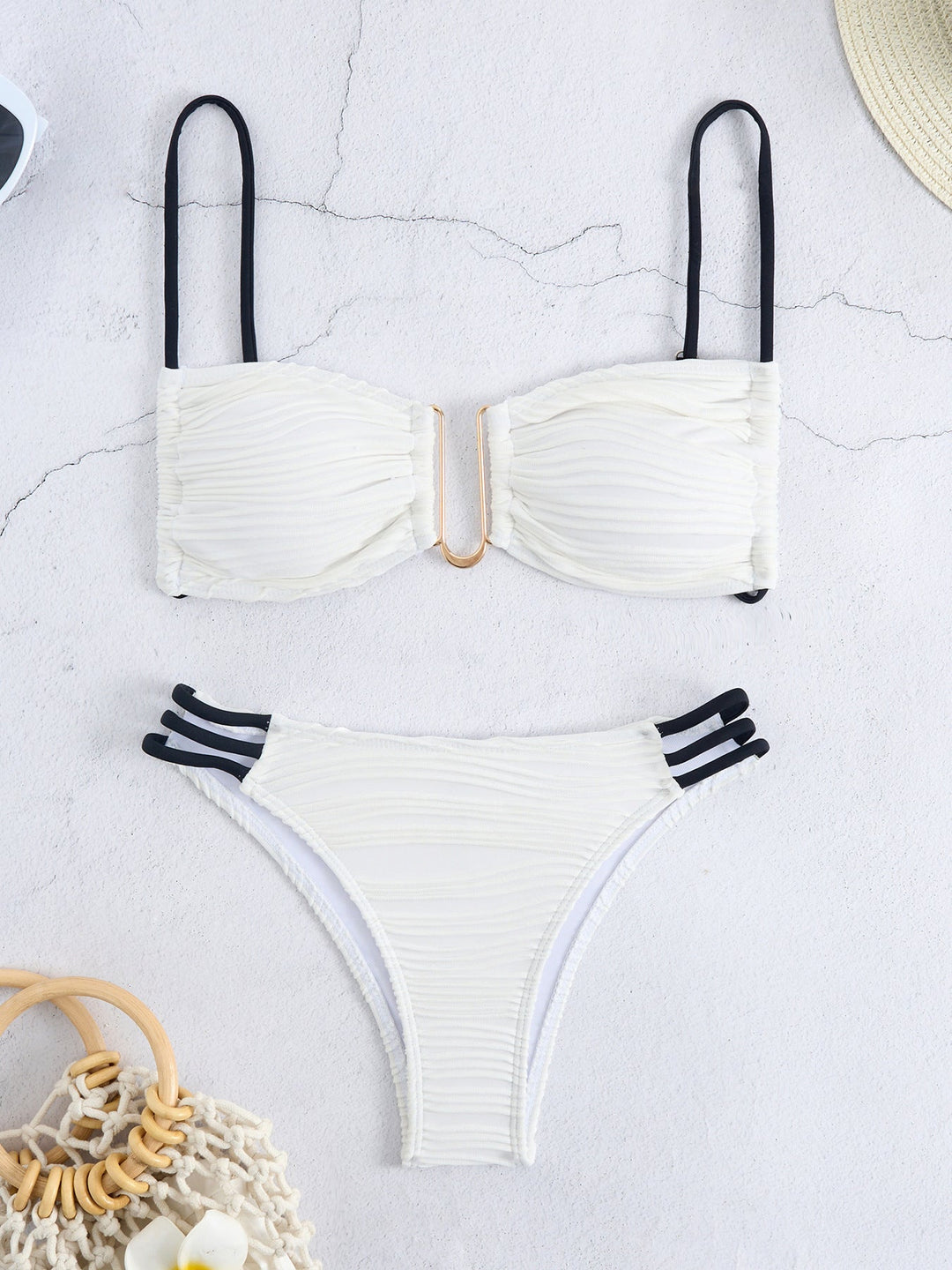 Women's triangle bikini with elegant gathering design and trendy strap details Mune Fashion
