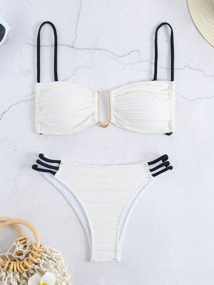 Women's triangle bikini with elegant gathering design and trendy strap details Mune Fashion