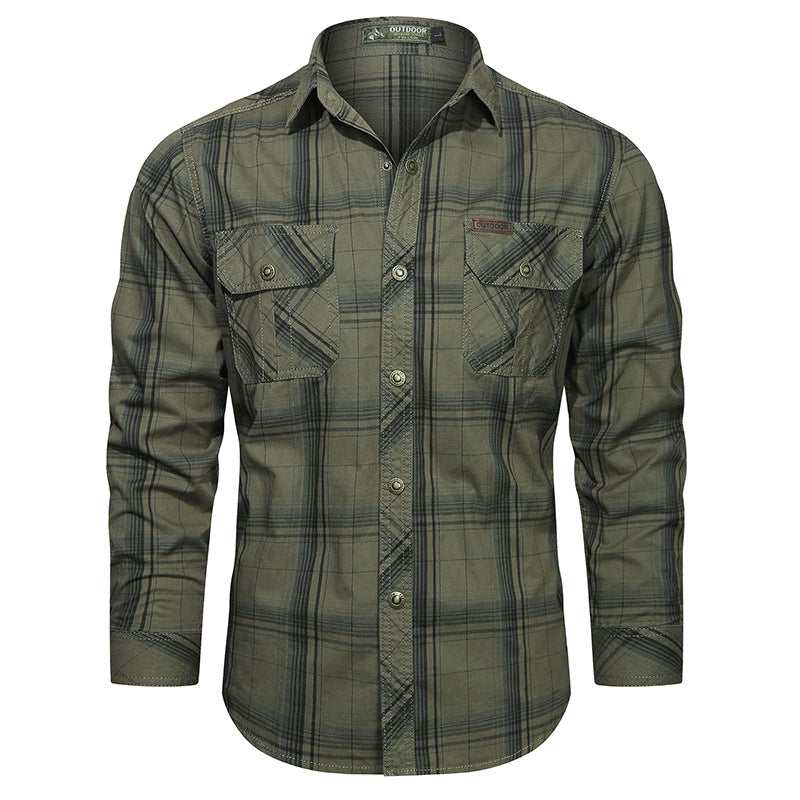 Men's checkered flannel outdoor shirt with reinforced flap chest pockets and ergonomic back detail Mune Fashion