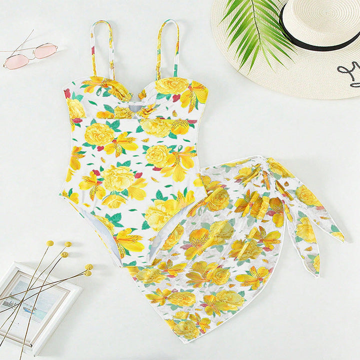 Women's Floral Swim Shorts with Elegant Wrap Skirt Mune Fashion
